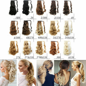 100% Real Thick Clip In Human Remy Hair Extensions Pony Tail Wrap On Ponytail.