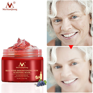 Korean Red Wine Sleeping Facial Mask Whitening Cream Moisturizing  Anti Aging Cream!