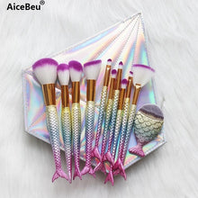 Load image into Gallery viewer, 11-Pcs Diamond Makeup Brushes Set Mermaids!