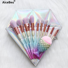 Load image into Gallery viewer, 11-Pcs Diamond Makeup Brushes Set Mermaids!