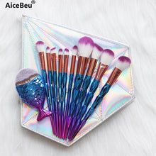 Load image into Gallery viewer, 11-Pcs Diamond Makeup Brushes Set Mermaids!